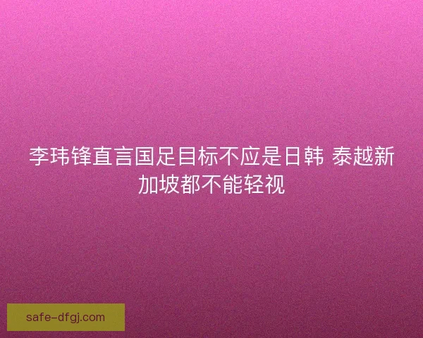 李玮锋直言国足目标不应是日韩 泰越新加坡都不能轻视